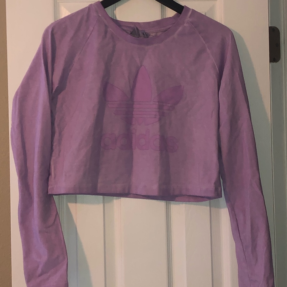 Adidas woman Large purple long sleeve crop top